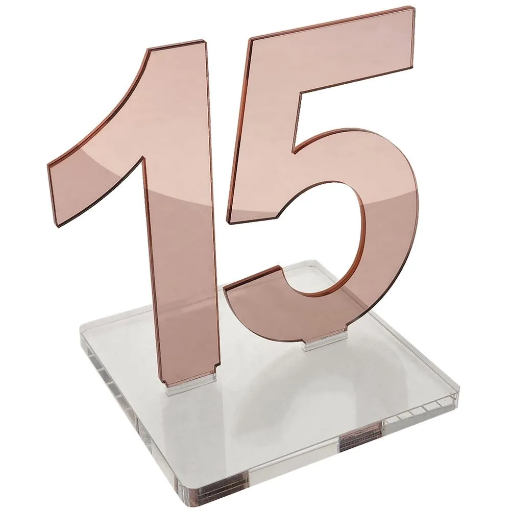 Vandue Corporation Vandue Corporation OnDisplay Luxe Laser Cut Mirrored Acrylic Table Numbers Rose Gold 16-20 — product photo