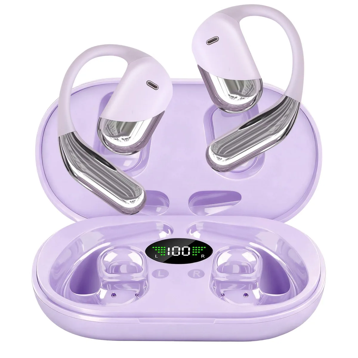  Aurotlu Q16-H3 Open Ear Headphones Lilac Bluetooth 5.4 12h — product photo