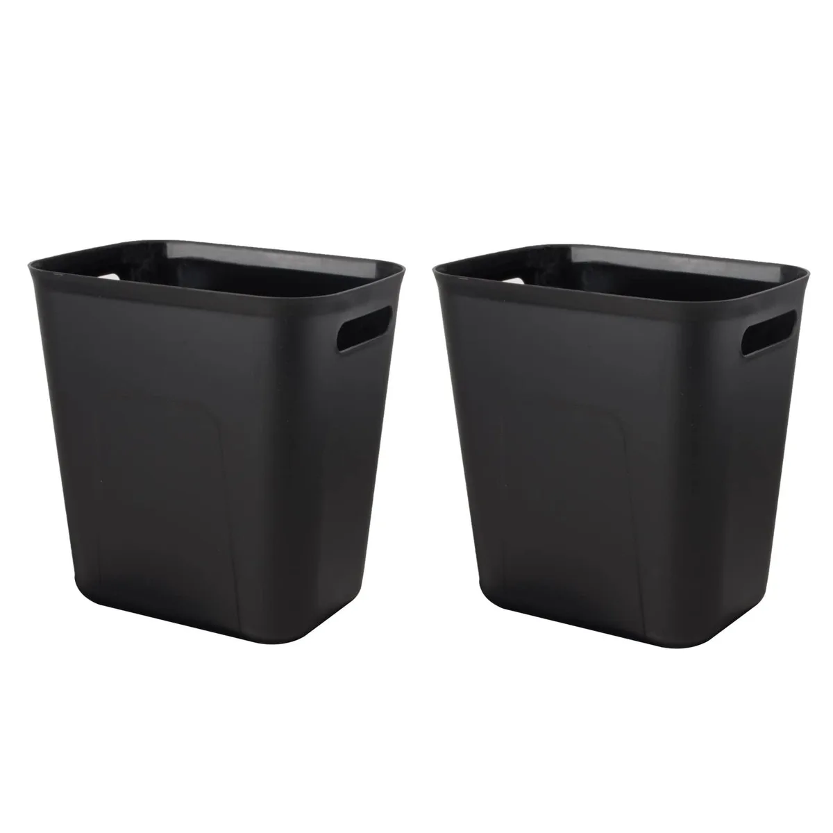 Twelve black rectangular plastic wastebaskets, 10.5 by 7.8 by 11.1 inches, 3.5 gallon capacity
