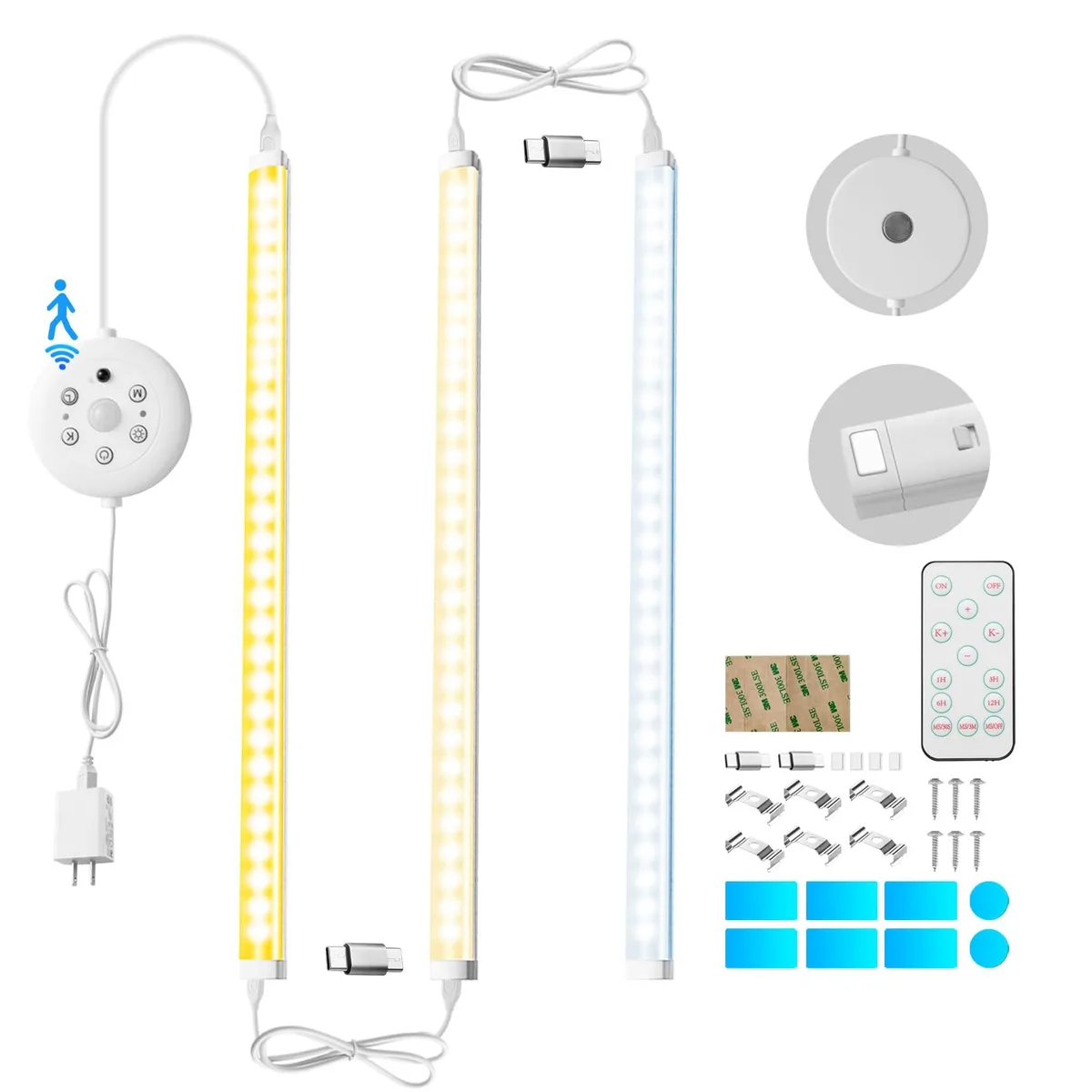 Three ultra-thin white acrylic bars, 11.82 inches long, magnetic mount, clear prismatic lens
