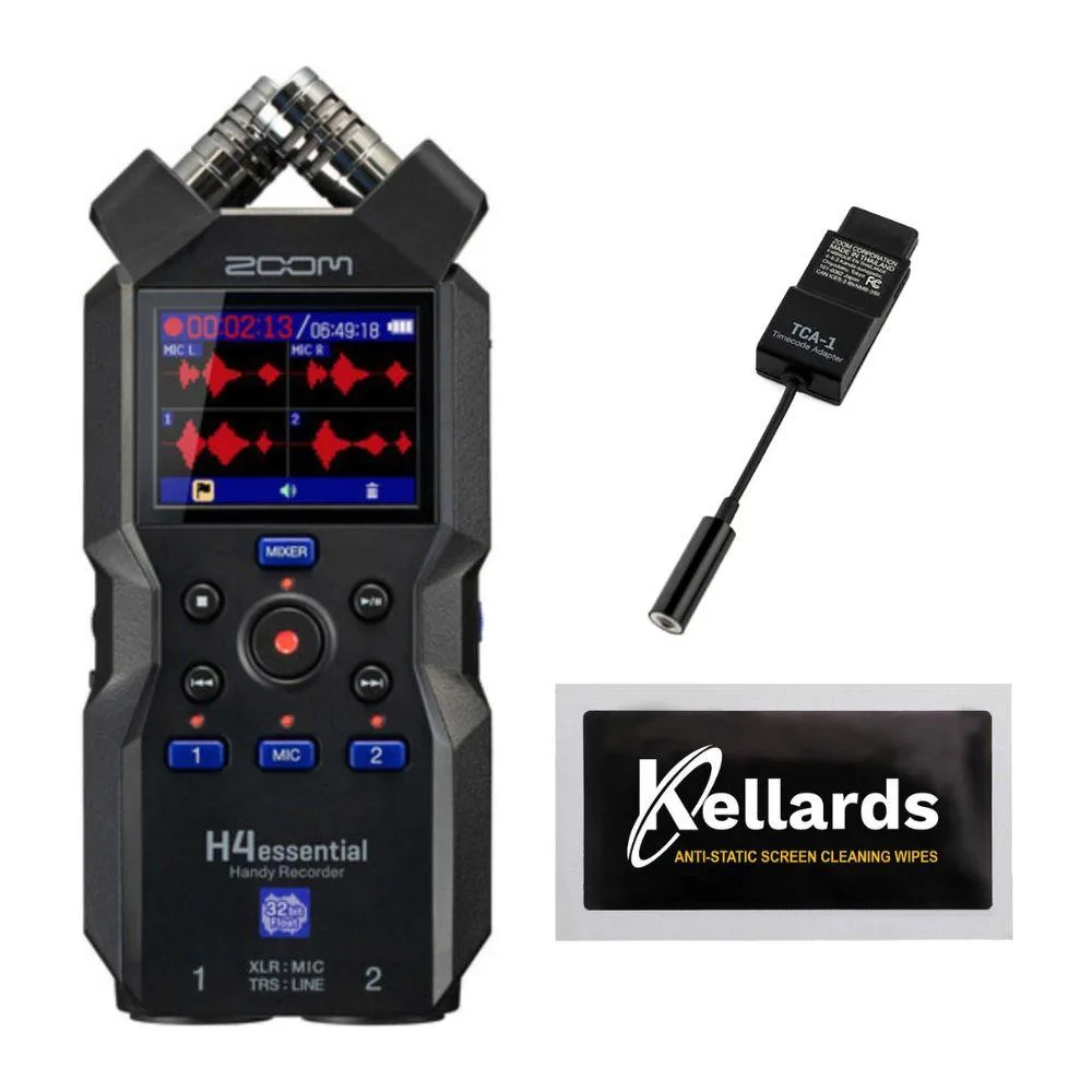 Zoom Zoom H4essential 4-Track 32-Bit Float Recorder Bundle with TCA-1 Timecode Adapter — product photo