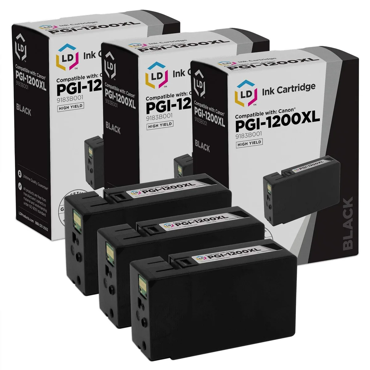 LD Products LD Products Compatible Ink Cartridge for Canon PGI-1200XL 9183B001 High Yield Black 3-Pack — product photo