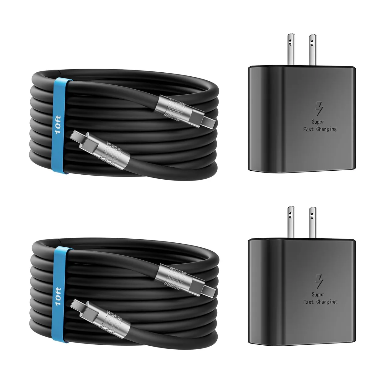 KEHIPI KEHIPI 1040 25W USB C Charger 2Pack 10ft Cable Black — product photo