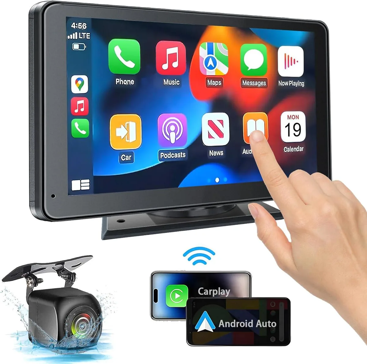7 inch portable CarPlay Android Auto touchscreen with backup camera
