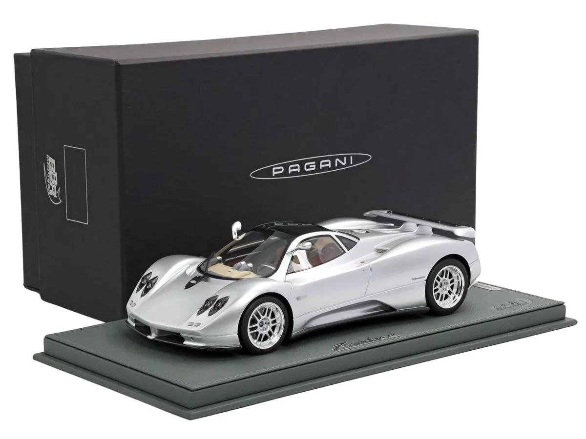 BBR BBR Pagani Zonda C12 Silver Metallic VIN 001 20th Anniversary 1/18 Limited Edition 199 Pcs with Case — product photo
