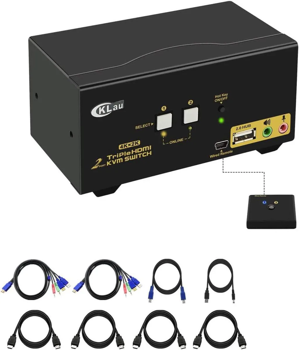 Vszerda Vszerda 4K 60Hz 2-Port 3-Monitor KVM Switch HDMI 2.0 — product photo