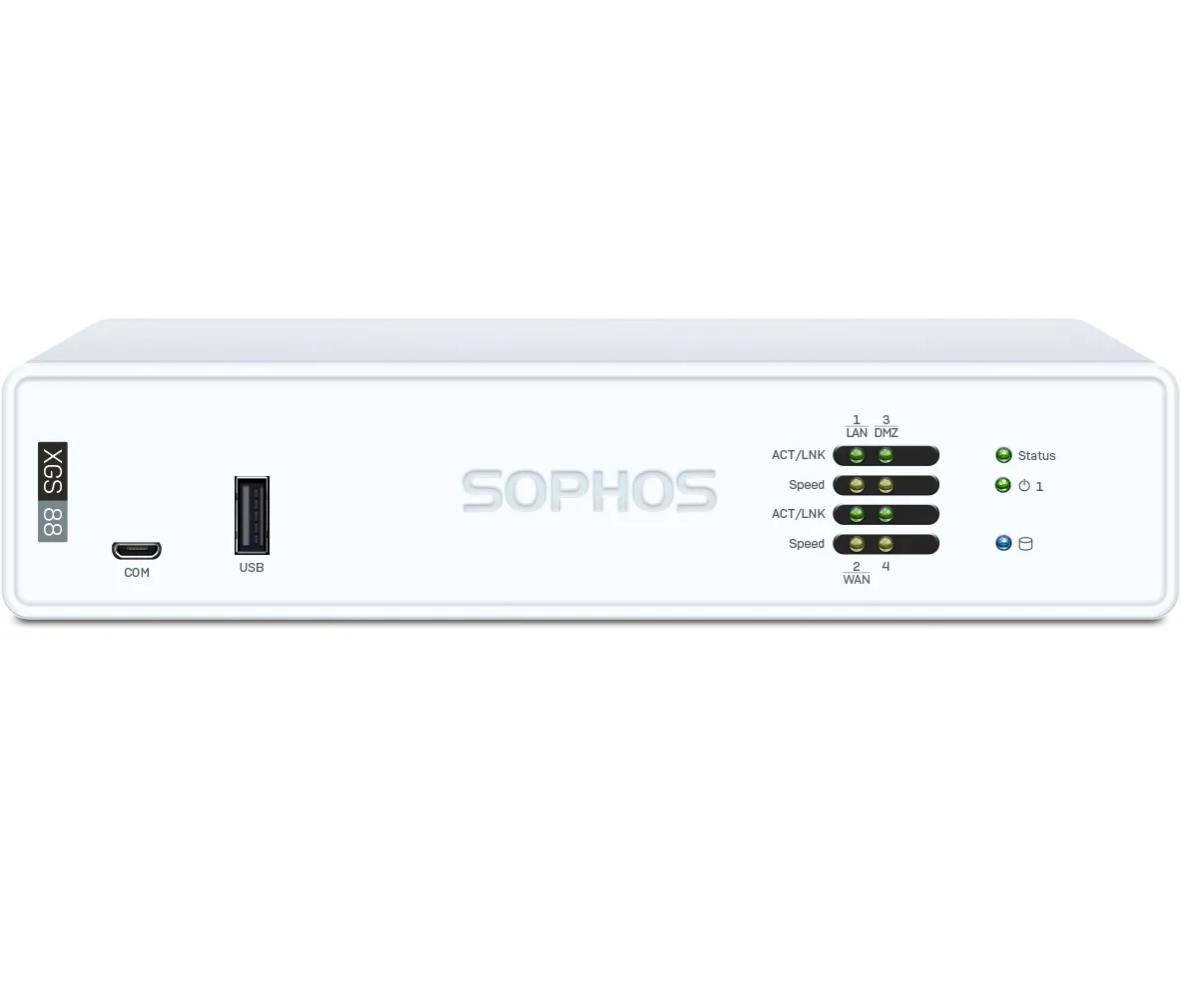 Sophos Sophos XGS 88 XT88ZZ12ZZPCUS firewall appliance 4 GB LPDDR5 16 GB eMMC 4 x 2.5 GBase-T — product photo