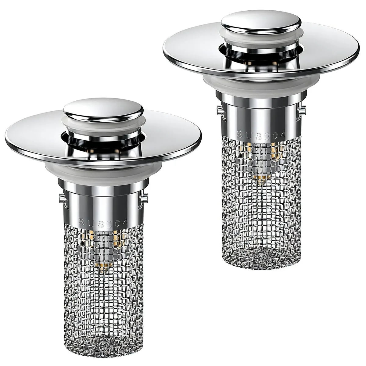  PixTok Sus304-drain-2pcs 2-pack pop-up drain stopper 304 stainless steel 1.1-1.4 in — product photo