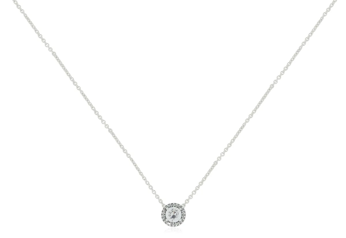 PANDORA PANDORA Sterling Silver Round CZ Necklace Adjustable Length — product photo