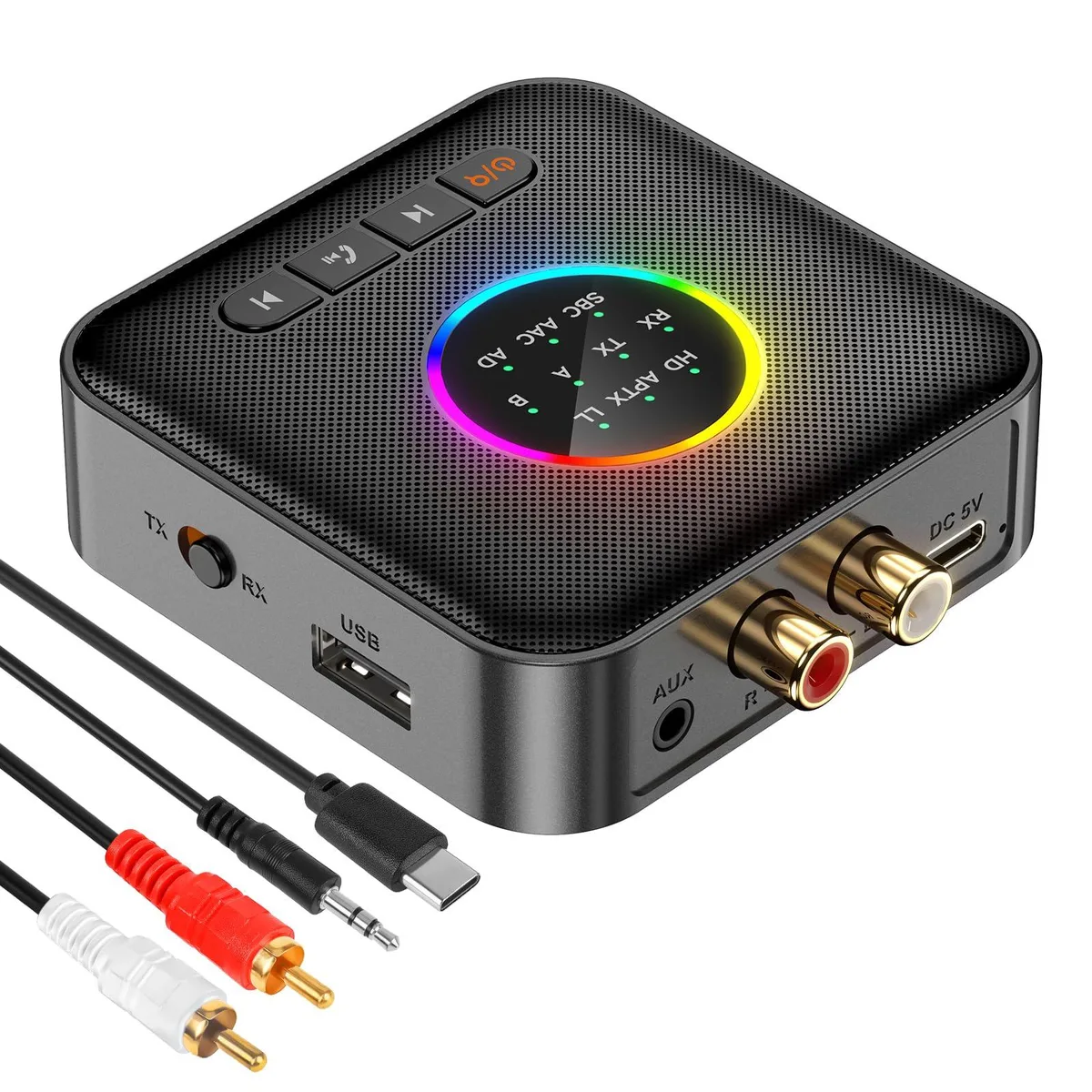 Rectangular black head unit with HD LED display and RGB lighting, 14.33in wide