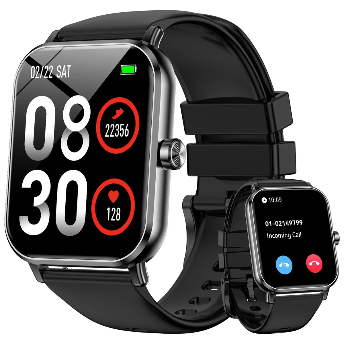 QONBINK TG38-Z Smart Watch 1.85" 30 Day Battery 5 ATM 130+ Modes Black — product photo