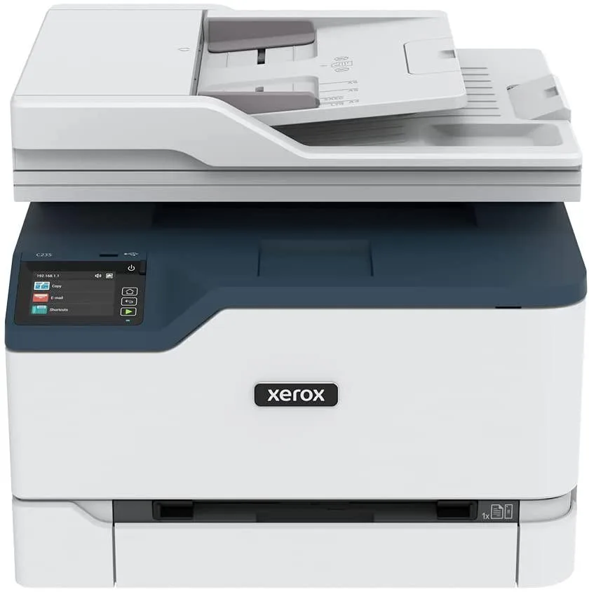 Compact boxy colour laser multifunction printer with 2.4 inch touchscreen and 50 sheet document feeder