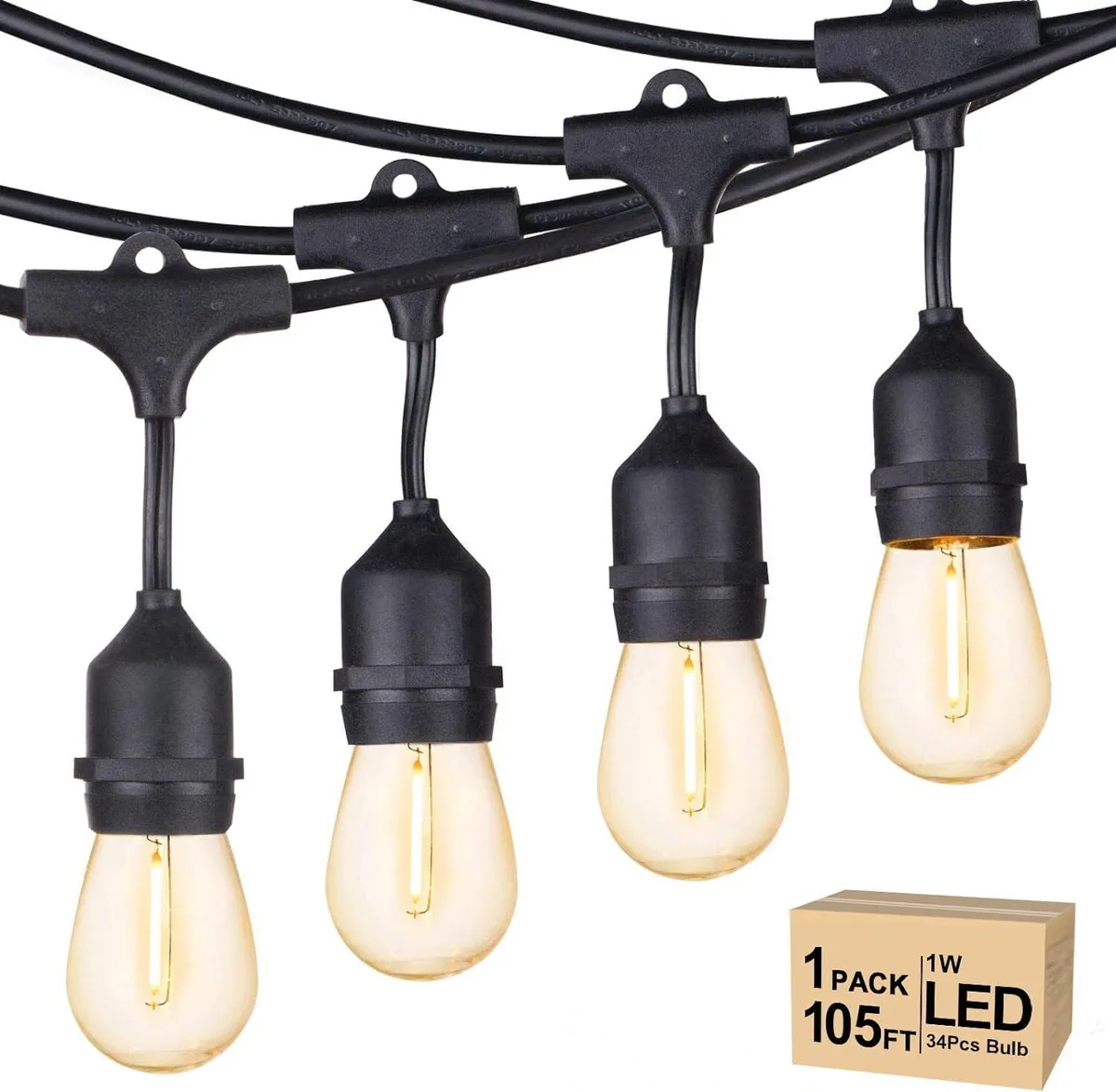 DNBeffulgent DNBeffulgent 105FT LED String Light Kit 33+2 Bulbs IP65 2700K — product photo