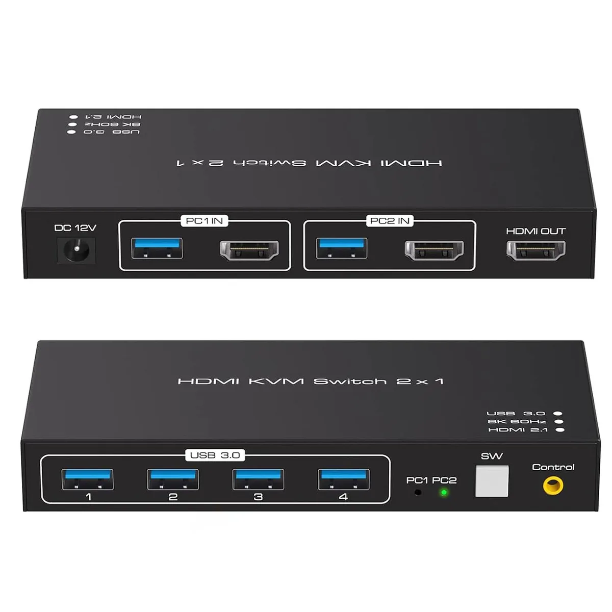 Jansicotek Jansicotek SW204N-HD 8K@60Hz 2-port HDMI KVM switch with 4 USB 3.0 ports — product photo
