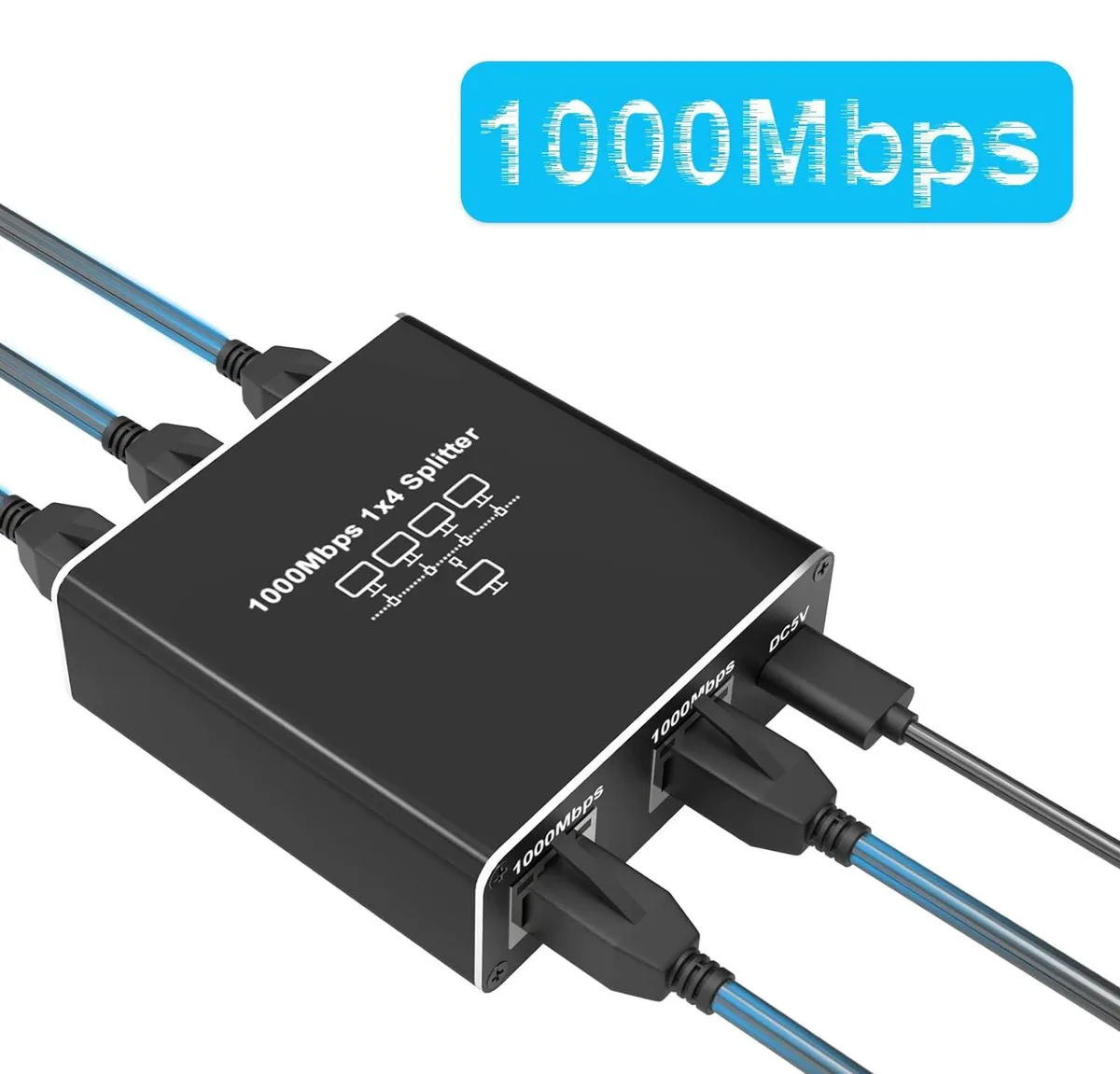 WRIARICH WRIARICH OZHW5 1-to-4 Gigabit Ethernet Splitter USB Powered — product photo
