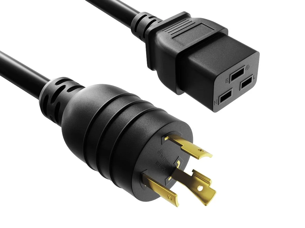 Cable Leader Cable Leader 15ft NEMA L6-20P to C19 Locking Power Cord 12 AWG 20A 250V Black — product photo