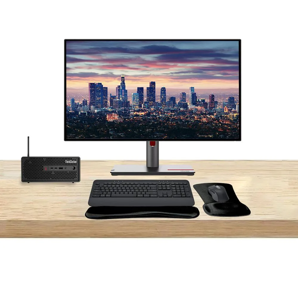 Lenovo Lenovo ThinkStation P3 SFF i7-14700 32GB 1TB T1000 8GB Dual 27" QHD MK650 — product photo