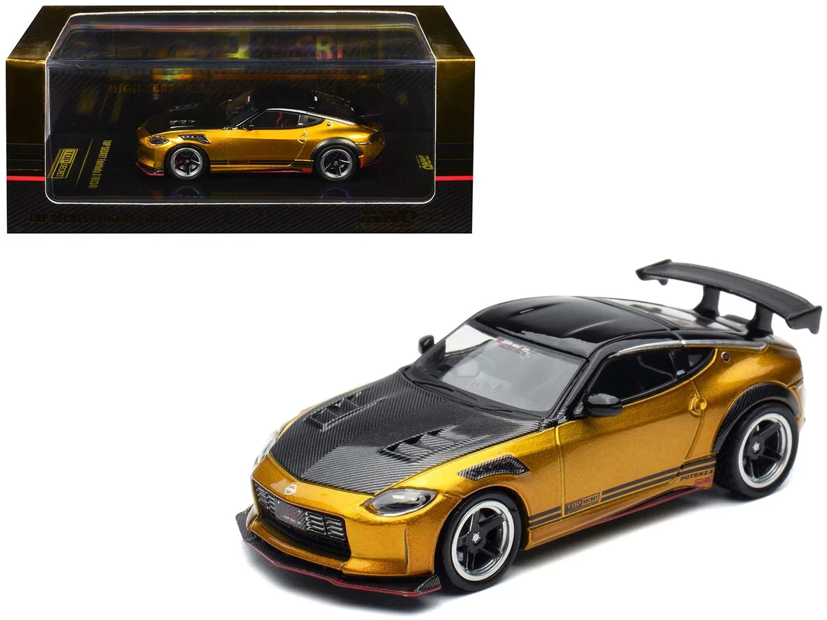 Inno Models Inno Models Nissan Fairlady Z Top Secret RZ34 RHD Gold Metallic Carbon Hood Black Top 1/64 Diecast — product photo