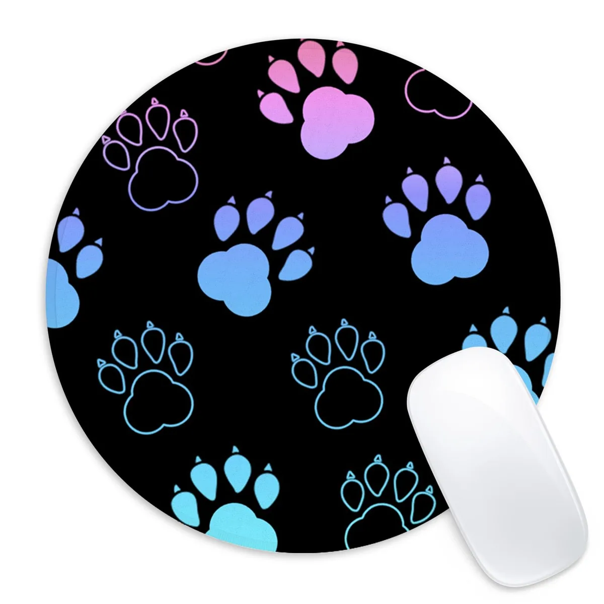 Adastrah Dog Paw Print Round Mouse Pad 8.7 in — product photo