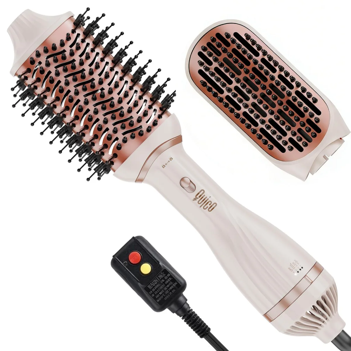Pink oval hot air brush with flat interchangeable head and swivel cord