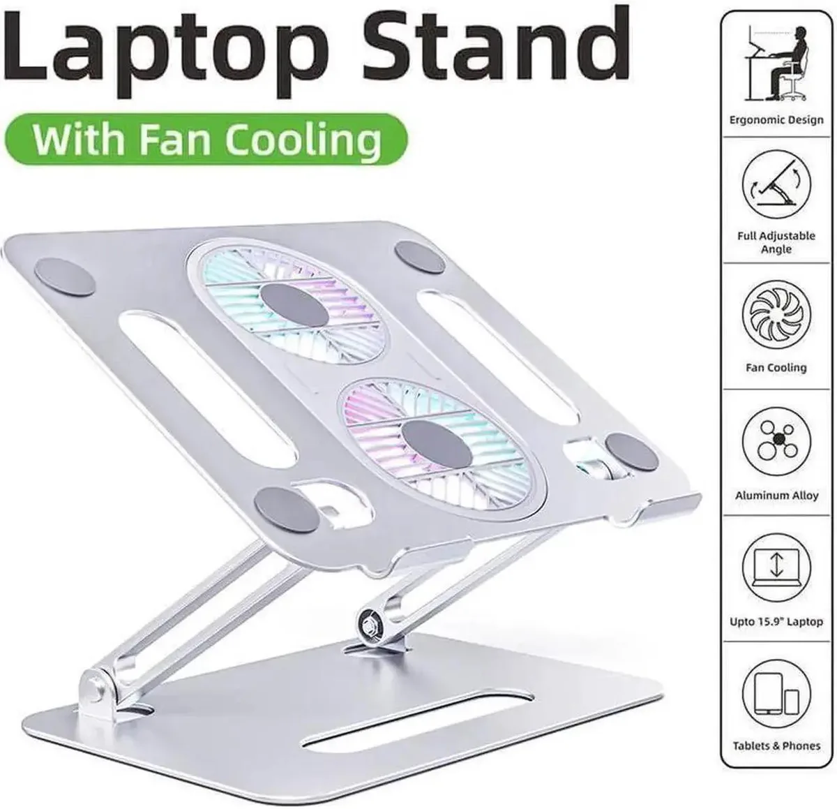 SMUGDESK SMUGDESK Aluminum Foldable Laptop Tablet Stand Dual Fans 1117.3 — product photo