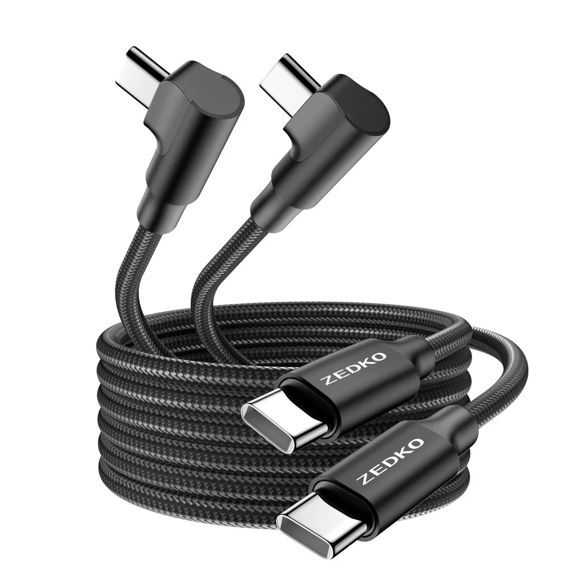 Two orange braided USB-C cables with right-angle connectors, 6.6 ft each