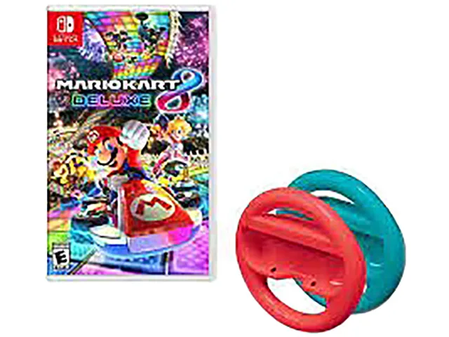 Nintendo Nintendo SWITCH-MK-WHEEL-RB-BNDL Mario Kart 8 Steering Wheels Red and Blue Bundle — product photo