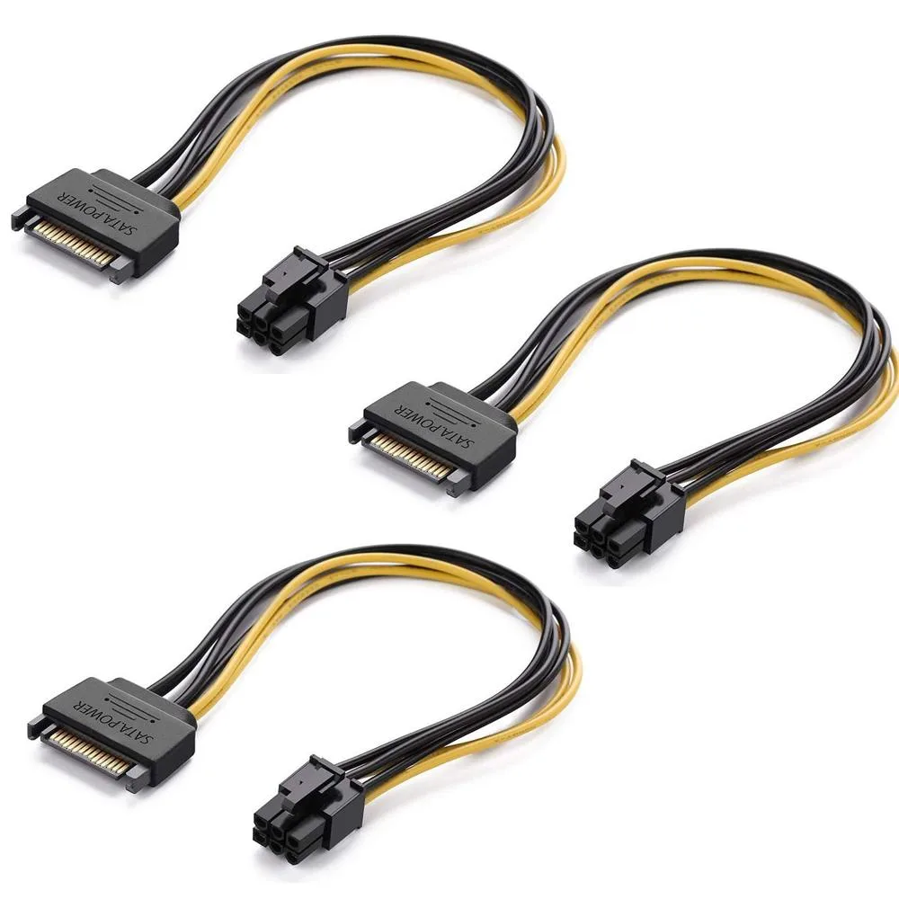 HANNORD HANNORD SATA 15-pin to 6-pin PCIe Power Cable 20cm 3 Pack — product photo