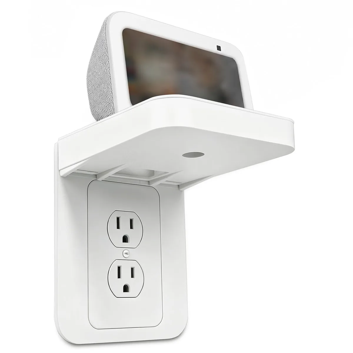  D-Duplex Outlet Shelf with Cord Storage White 5.9 in x 1.7 in x 6.4 in — product photo