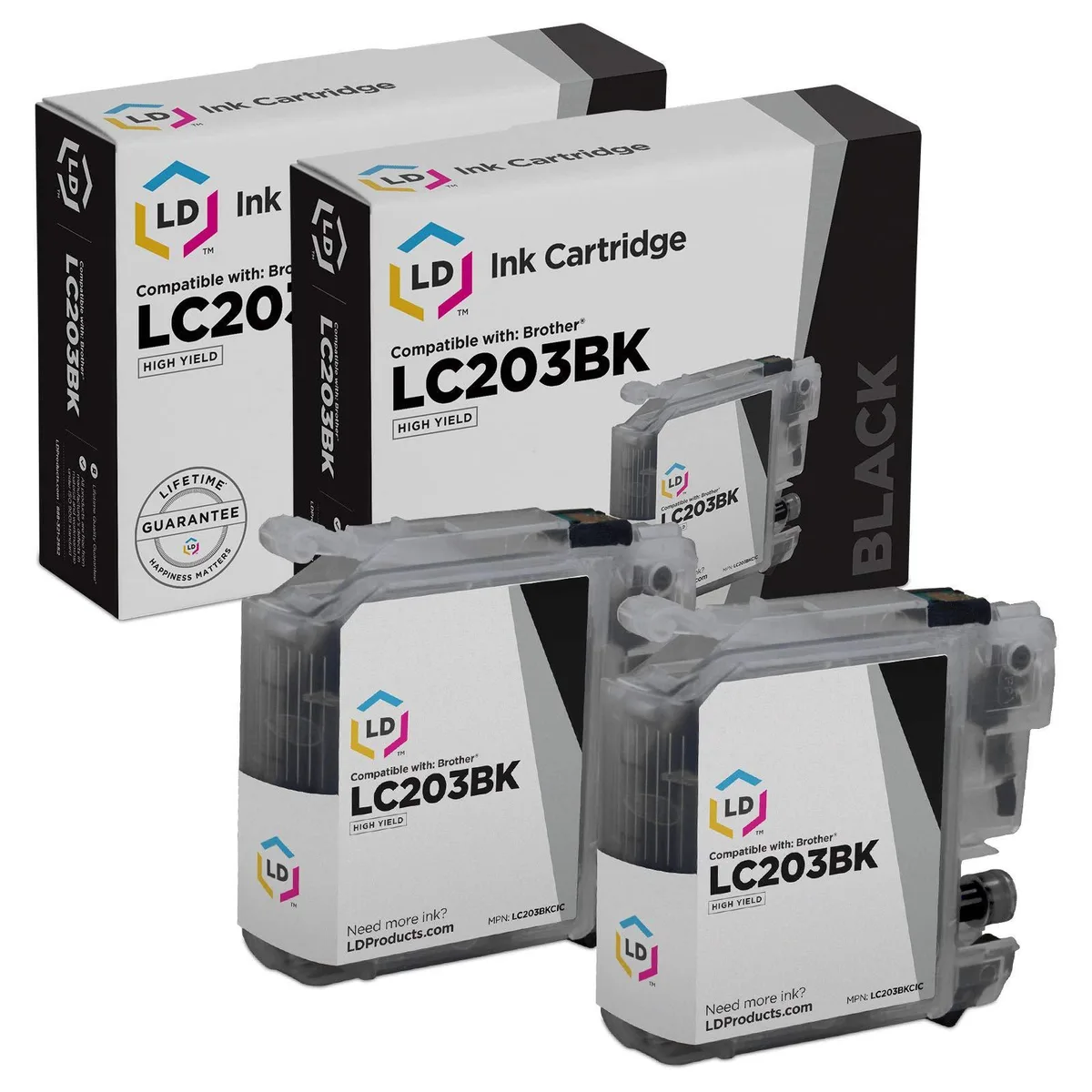 LD Products LD Products Compatible Ink Cartridge for Brother LC203BK High Yield Black 2-Pack 550 Pages — product photo