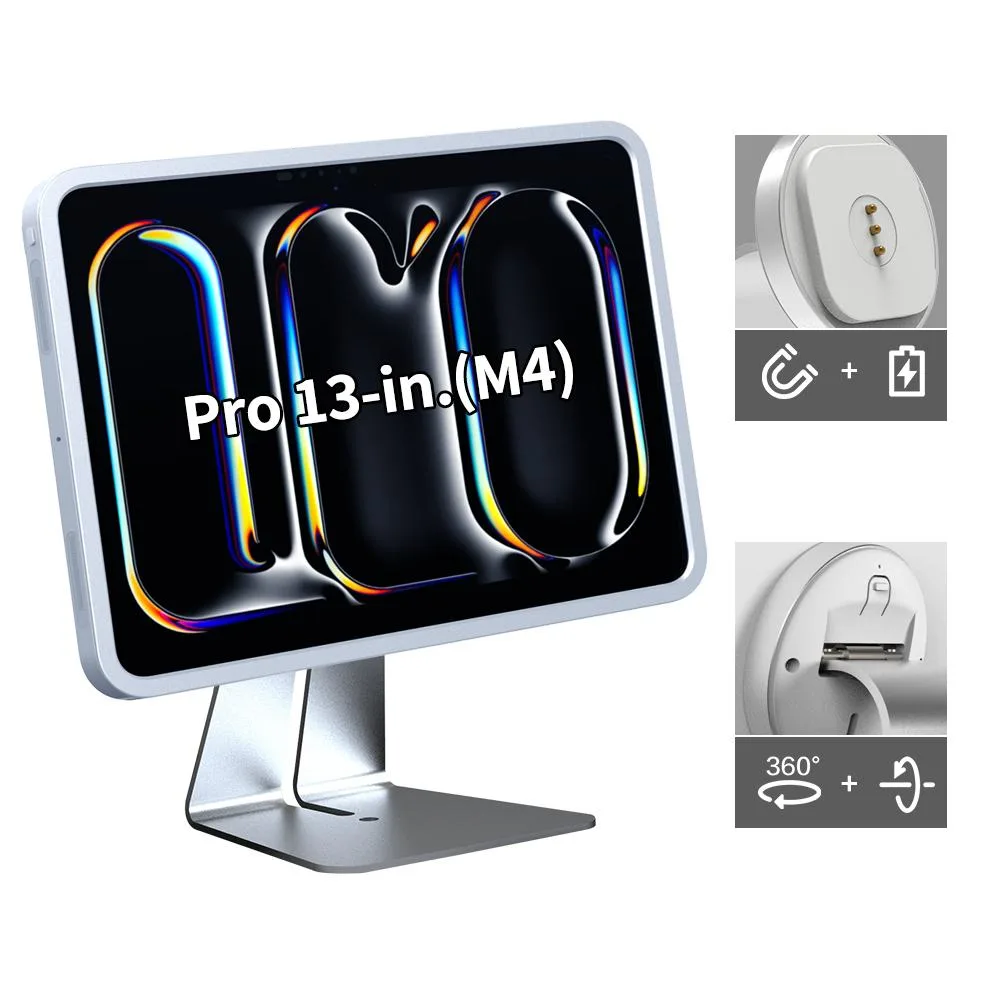 EMONITA EMONITA Magnetic Stand with Charging Case A13 for iPad Pro 13-Inch (M4) Silver/White — product photo