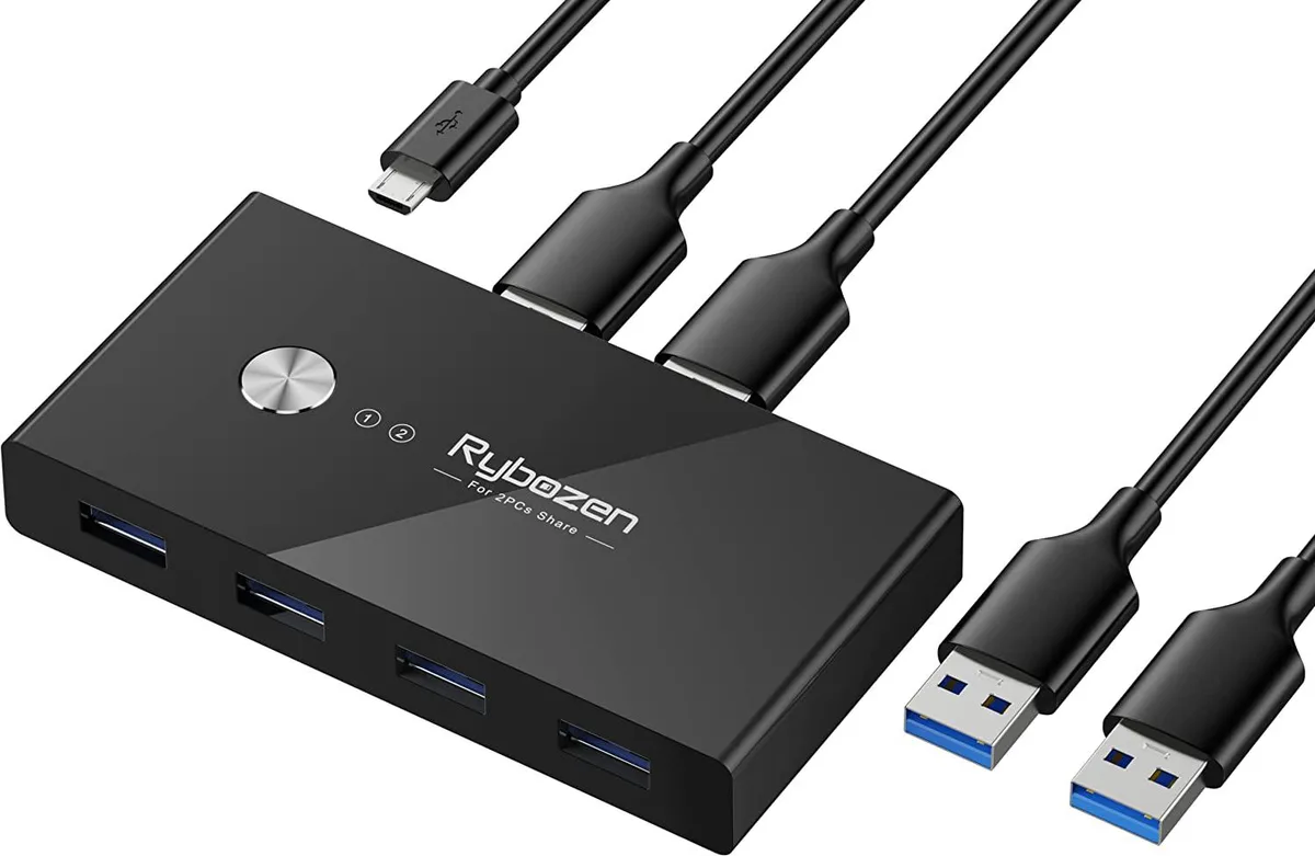 Rybozen Rybozen 4 Port USB 3.0 KM Switch 2 Computers — product photo