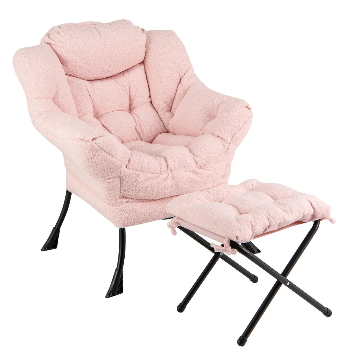 SlickBlue SlickBlue Accent Chair with Folding Footrest and Head Pillow Pink 31.5 x 29 x 38 in — product photo
