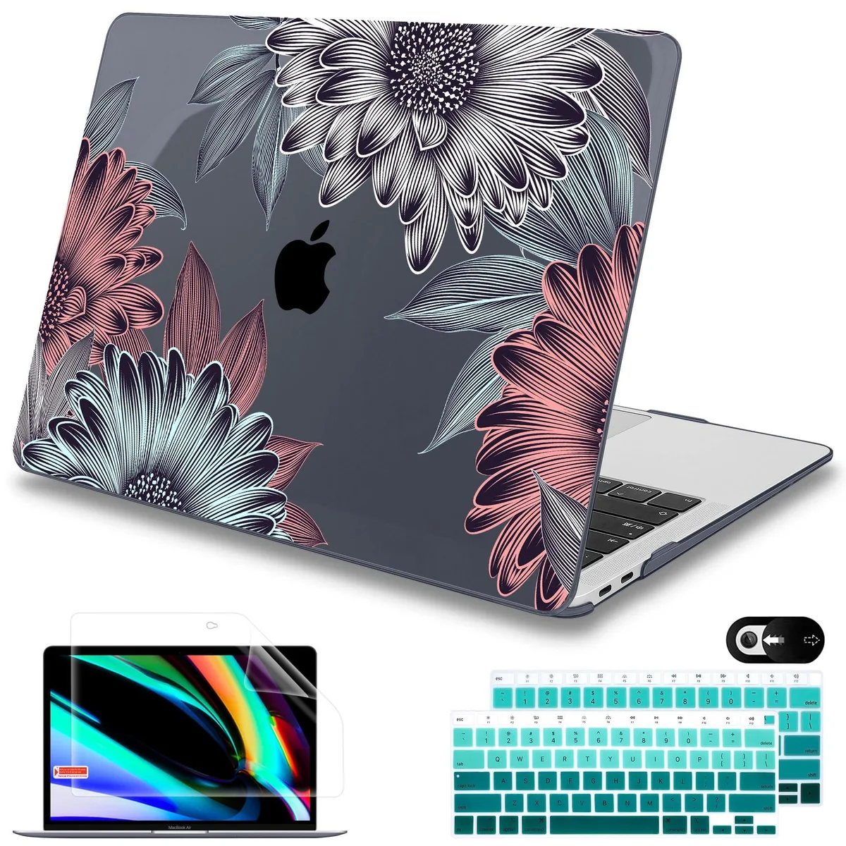 V2 Technologies V2 Technologies Blooming Chrysanthemums 2 in 1 accessory for MacBook Air 13 A1932 A2179 A2337 2018-2021 — product photo