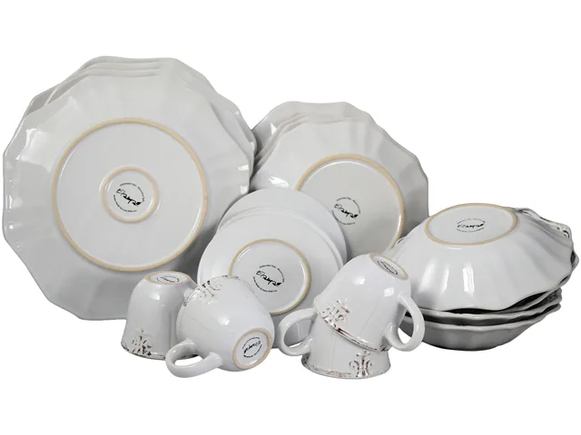 Elama Elama ELM-FLEURDELYS-WHITE 20 piece dinnerware set, white — product photo