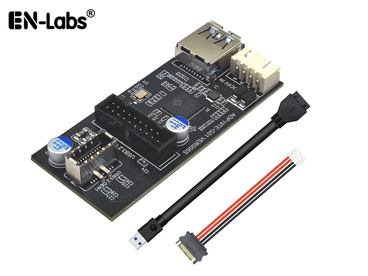EN-Labs EN-Labs Internal USB 3.0 19-Pin to USB 3.1 Type-E &amp; 19-Pin Splitter 1.3ft — product photo