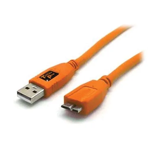 Tether Tools Tether Tools 15 ft USB 3.0 Male A to Micro-B Cable Hi-Visibility Orange — product photo