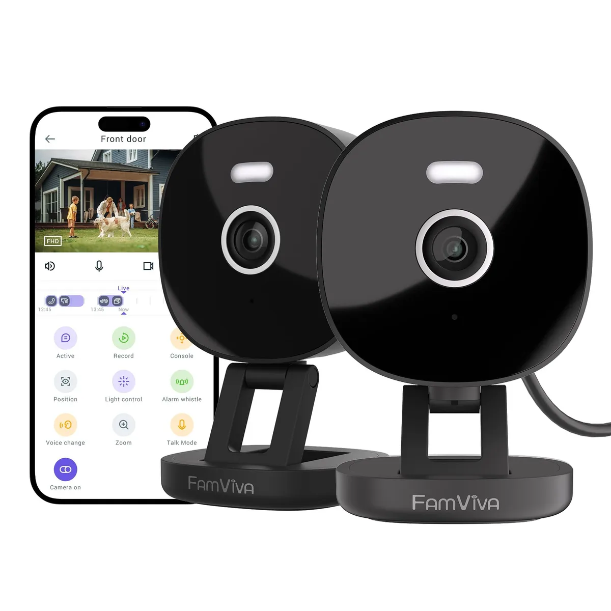 White rectangular IP camera with rounded edges and a dark lens window