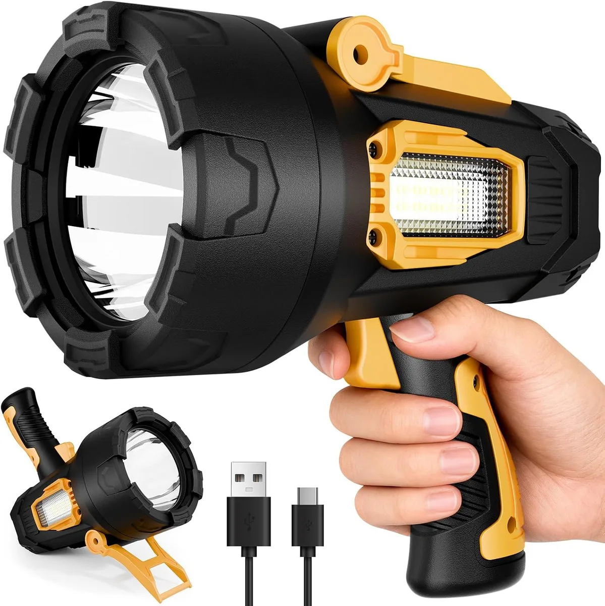 MAONO rechargeable spotlight with foldable tripod stand and COB side light