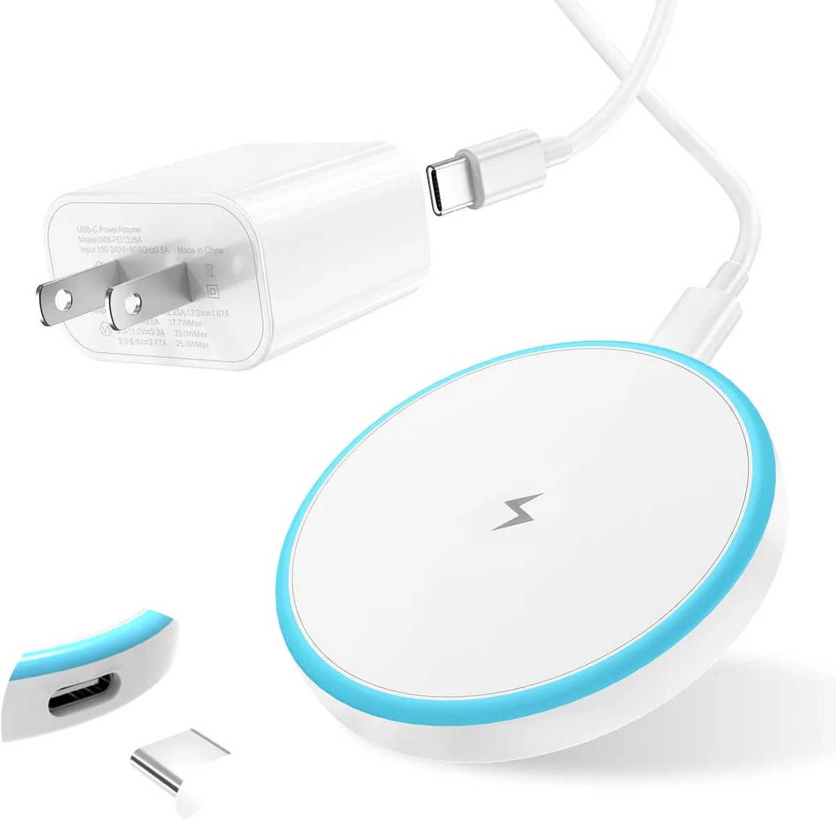 Luisport Luisport Magnetic Wireless Charger 15W for iPhone 16 15 14 13 12 Series 2 Pro with 20W Adapter 6ft Cable — product photo