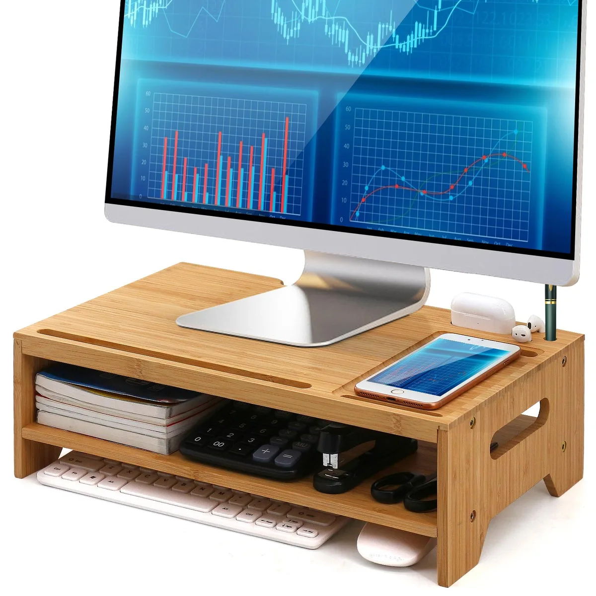 Pezin &amp; Hulin Pezin &amp; Hulin Monitor Stand Riser with Drawer &amp; Phone Stand 16 X 9 inch — product photo
