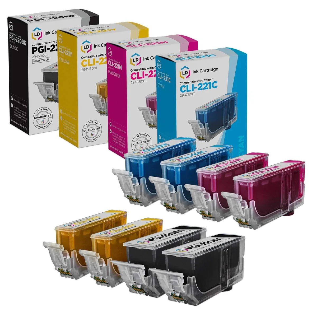 LD Products LD Products Compatible Ink Cartridges for Canon PGI-220 CLI-221 8-Pack — product photo