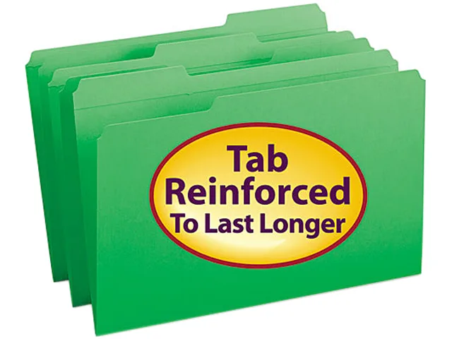 Smead Smead 17134 Legal File Folder, 1/3 Cut, Reinforced Tab, Green, 11-pt, 100/Box — product photo