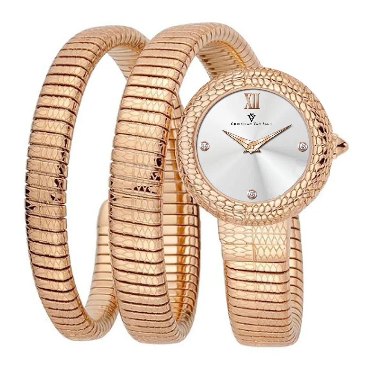 Silver stainless steel watch with matching bracelet and silver dial