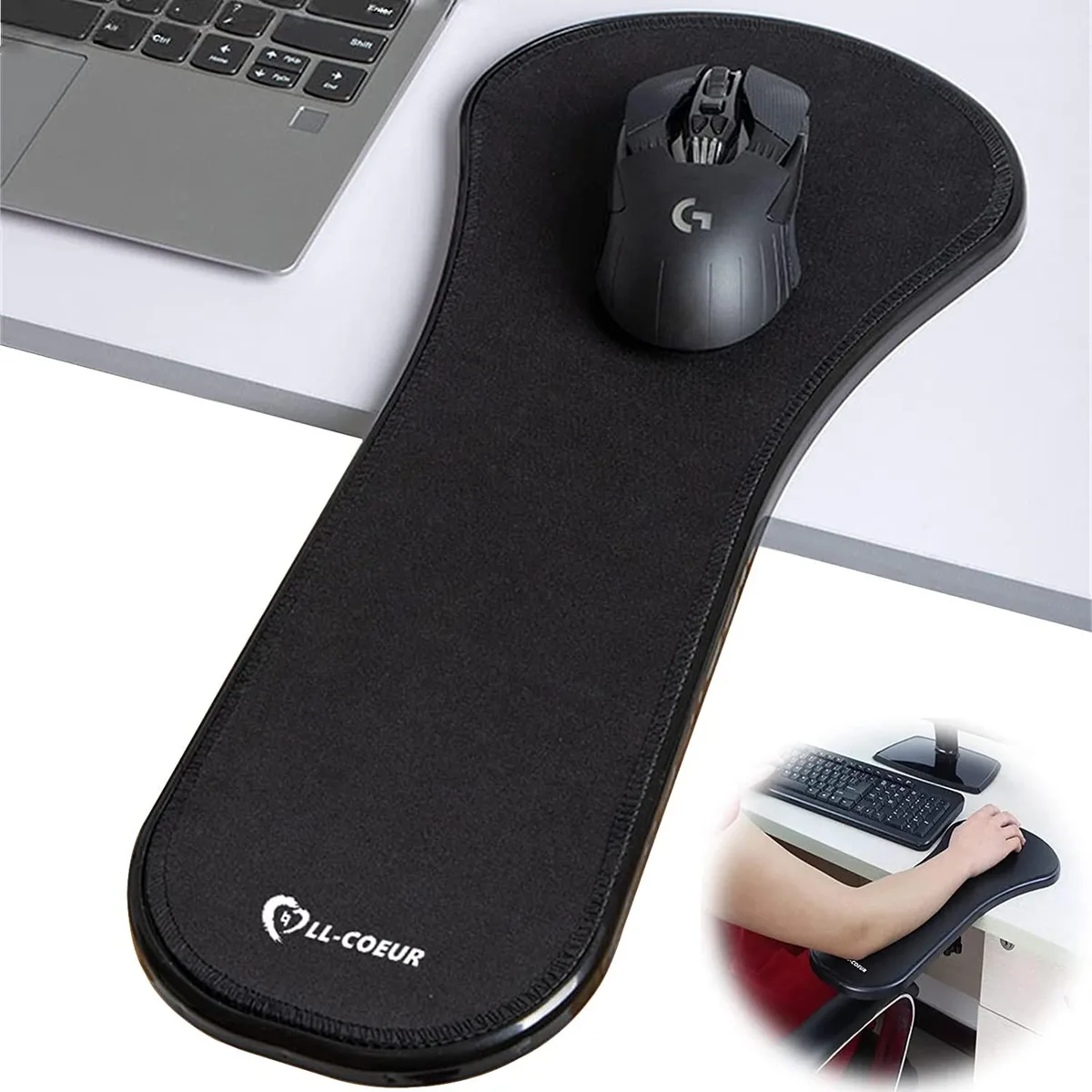 BFKK BFKK Ergonomic Armrest Mouse Pad Holder Adjustable Desk Extender Wrist Rest Support Black — product photo