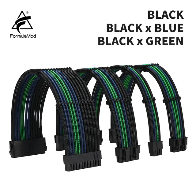 FormulaMod FormulaMod PSU Extension Cable Kit 300mm ATX 24Pin PCI-E 8Pin CPU 8Pin Black — product photo