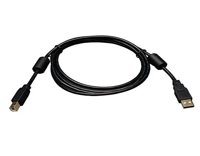 Black USB 2.0 A/B cable with ferrite chokes, 3 ft