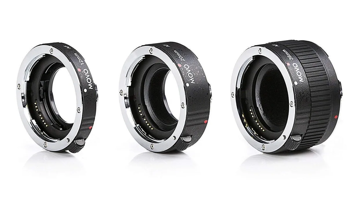 Movo Movo MT-S68 3-Piece AF Chrome Macro Extension Tube Set 12mm 20mm 36mm — product photo