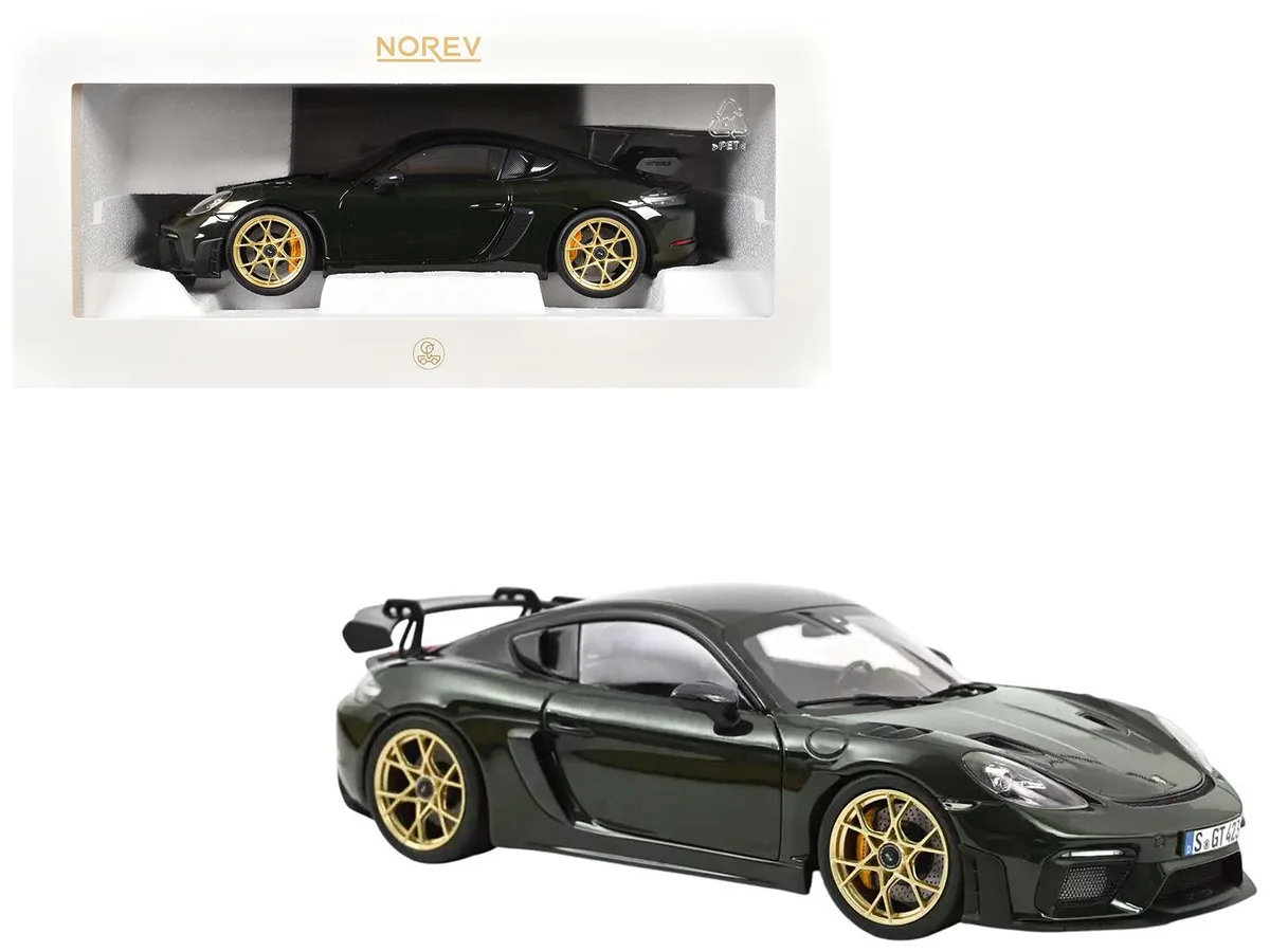 Norev Norev 2023 Porsche Cayman GT4 RS Weissach Pack Brewster Green Carbon Hood 1/18 Diecast — product photo