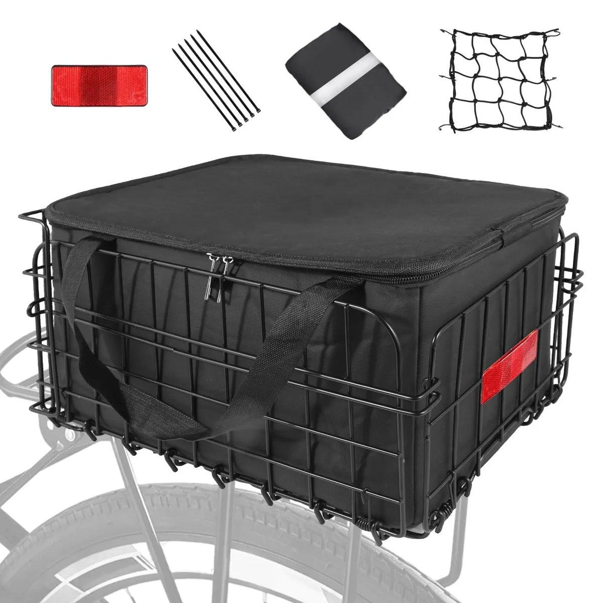 Lunies Lun30204 Rear Bike Basket Folding 15x10x8.6in 56lb Black — product photo